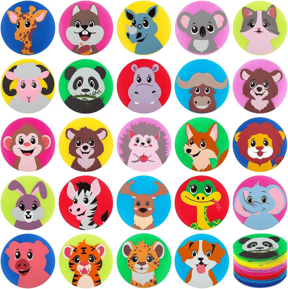 24 Pack Zoo Animal Carpet Dot Spots for Classroom, Elementary Teacher Supplies